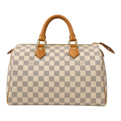 Louis Vuitton Damier Azur Canvas 30 Speedy Bag White GHW