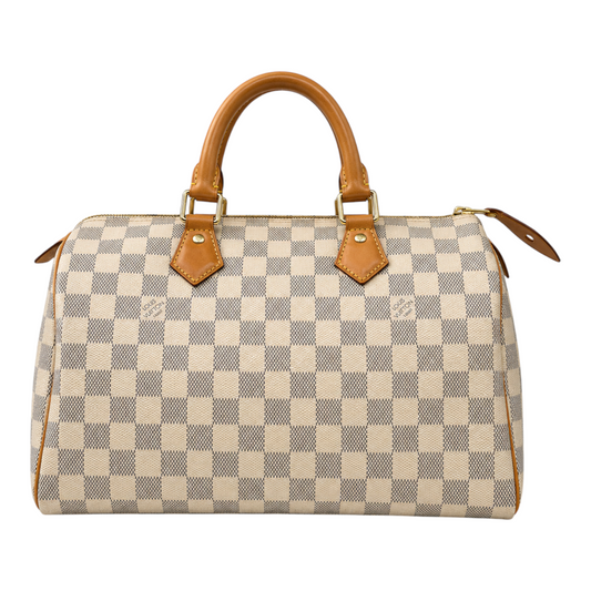 Louis Vuitton Damier Azur Canvas 30 Speedy Bag White GHW