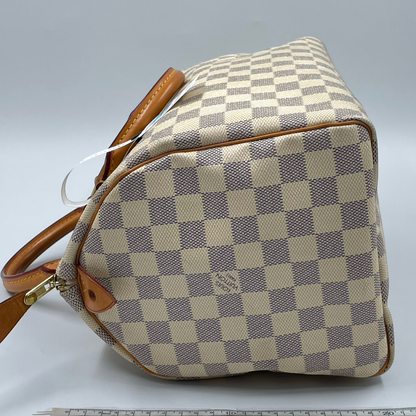 Louis Vuitton Damier Azur Canvas 30 Speedy Bag White GHW