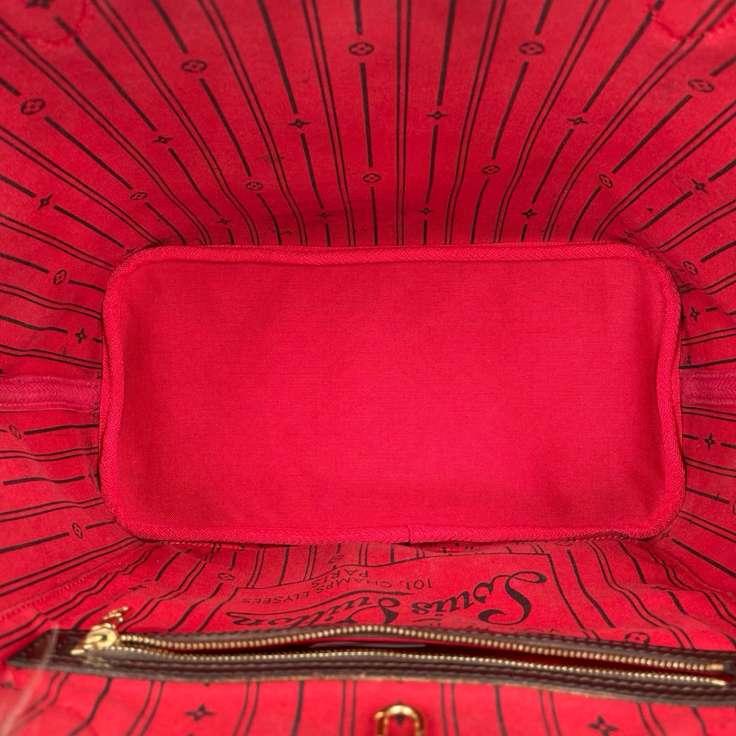Louis Vuitton Damier Ebene Neverfull MM Cerise Interior