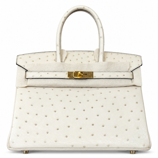 Hermès Birkin 30 Cream White Ostrich Leather GHW
