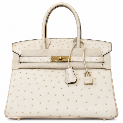 Hermès Birkin 30 Cream White Ostrich Leather GHW