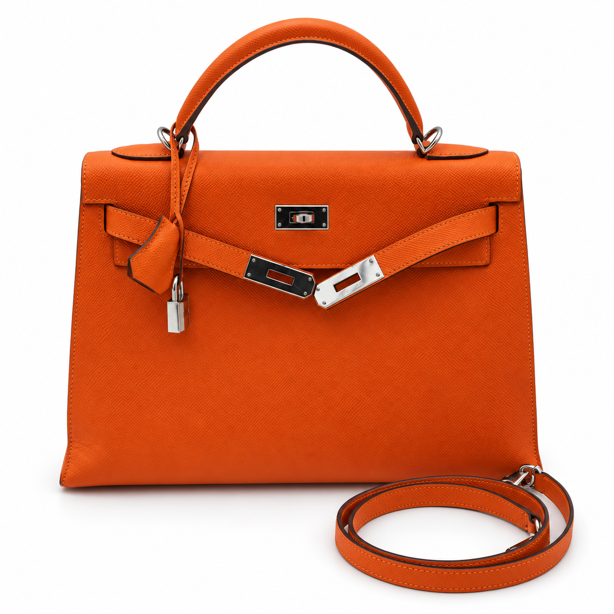 Hermès Kelly 32 Bag Feu Color, Epsom Leather with Palladium Hardware