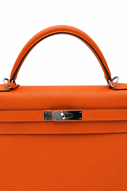 Hermès Kelly 32 Bag Feu Color, Epsom Leather with Palladium Hardware