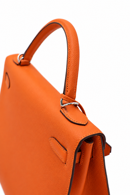Hermès Kelly 32 Bag Feu Color, Epsom Leather with Palladium Hardware