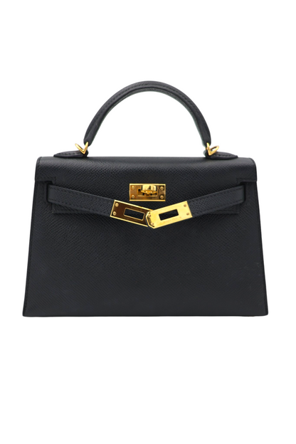 Hermès Mini Kelly 20 Sellier in Noir Epsom GHW