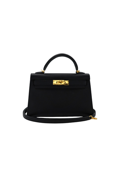 Hermès Mini Kelly 20 Sellier in Noir Epsom GHW