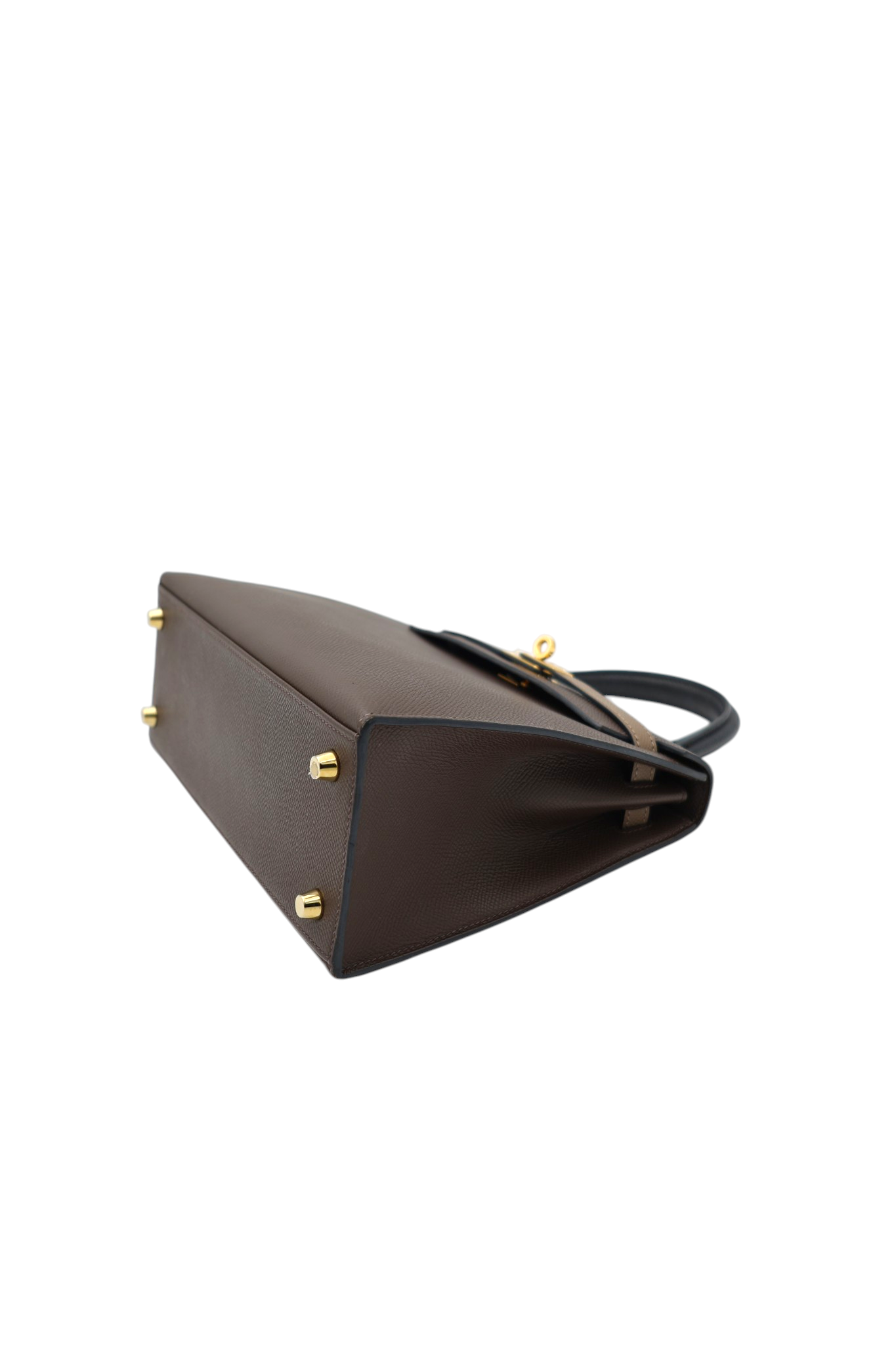 Hermes Kelly 25 Tricolor Sellier in Ecorce, Etoupe and Noir Epsom GHW