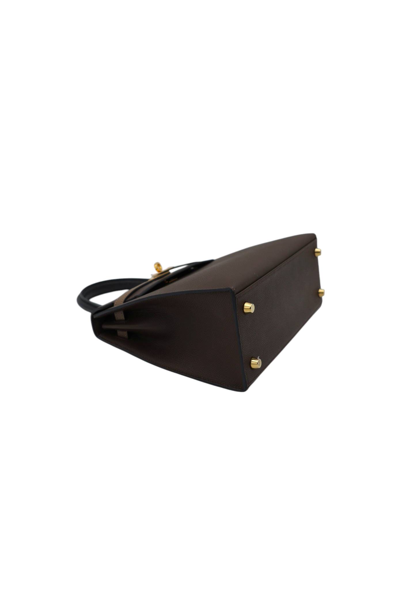 Hermes Kelly 25 Tricolor Sellier in Ecorce, Etoupe and Noir Epsom GHW