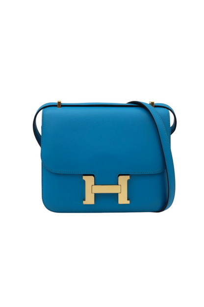 Hermès Constance 18 Mini in Bleu Zanzibar Evercolor Leather with Gold Hardware