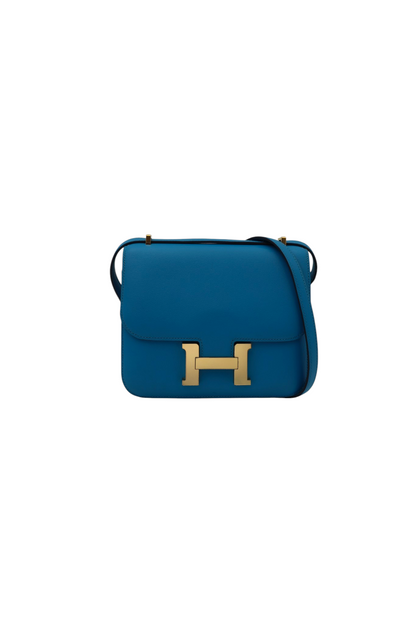 Hermès Constance 18 Mini in Bleu Zanzibar Evercolor Leather with Gold Hardware