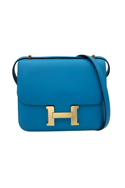 Hermès Constance 18 Mini in Bleu Zanzibar Evercolor Leather with Gold Hardware