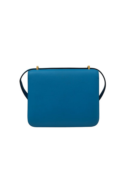 Hermès Constance 18 Mini in Bleu Zanzibar Evercolor Leather with Gold Hardware