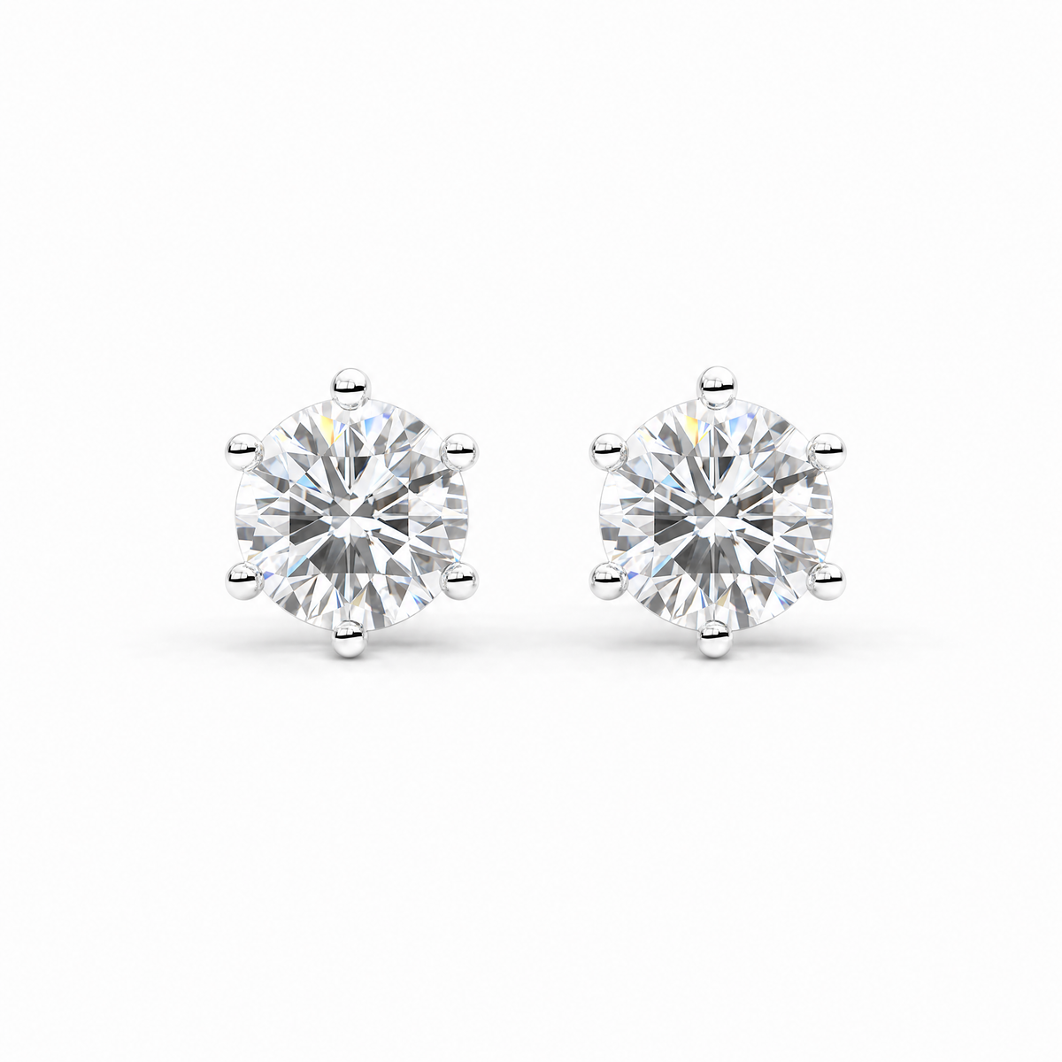 JANARY Round Brilliant 2 Carats Lab-Grown Diamond Stud Earrings in 18K White Gold