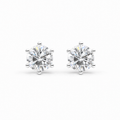 JANARY Round Brilliant 2 Carats Lab-Grown Diamond Stud Earrings in 18K White Gold