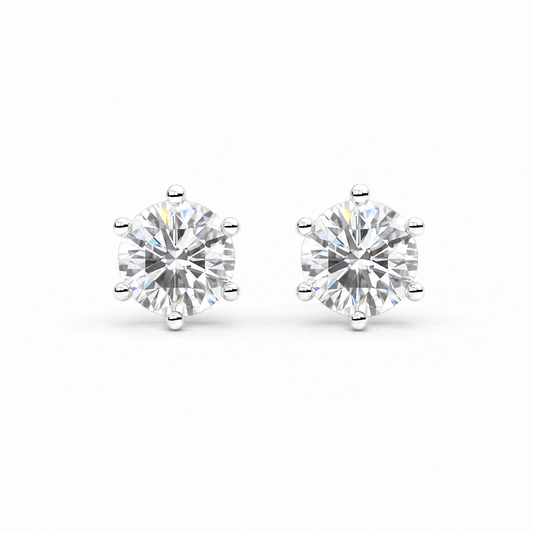 JANARY Round Brilliant 2 Carats Lab-Grown Diamond Stud Earrings in 18K White Gold