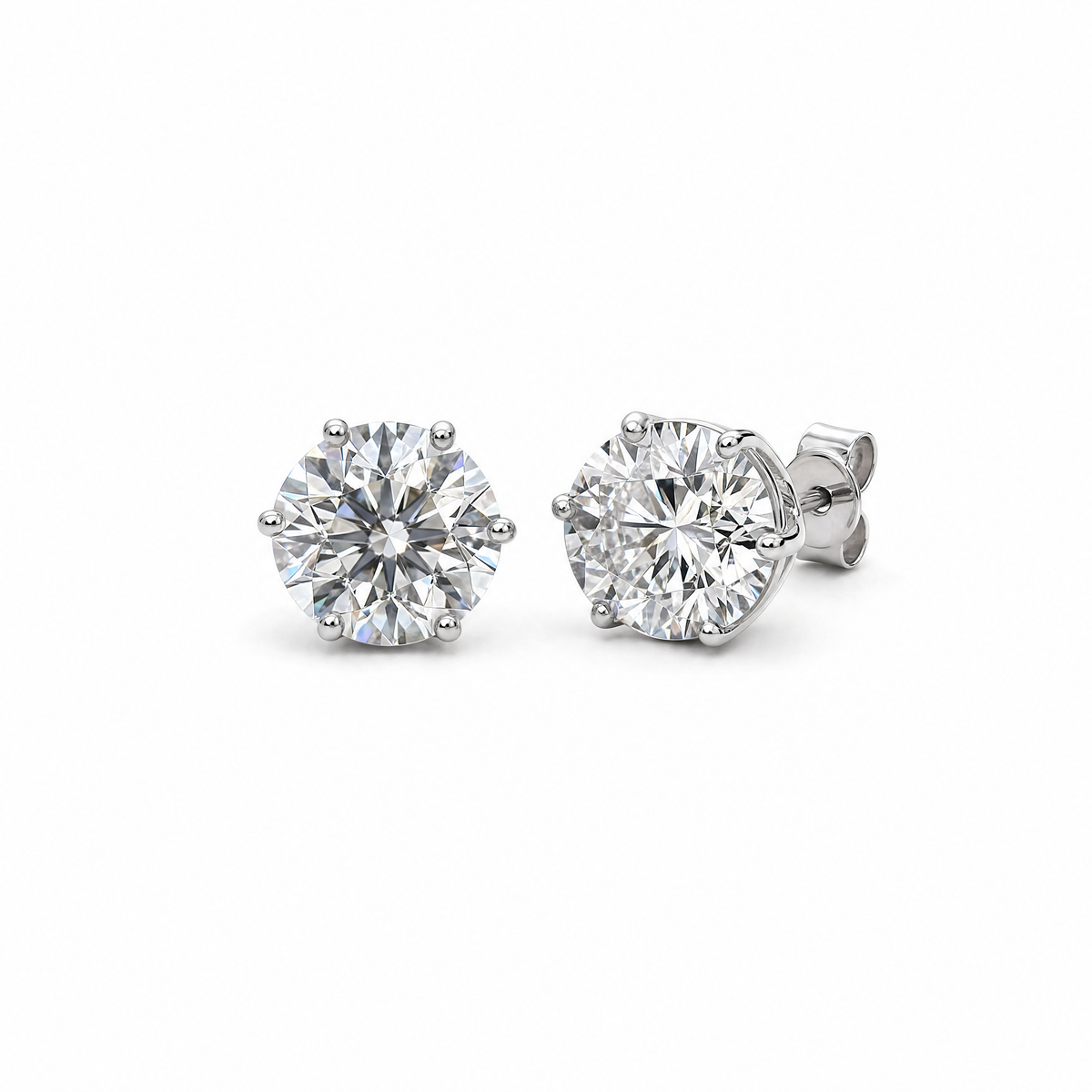 JANARY Round Brilliant 12.23-Carat Lab-Grown Diamond Stud Earrings in 18K White Gold