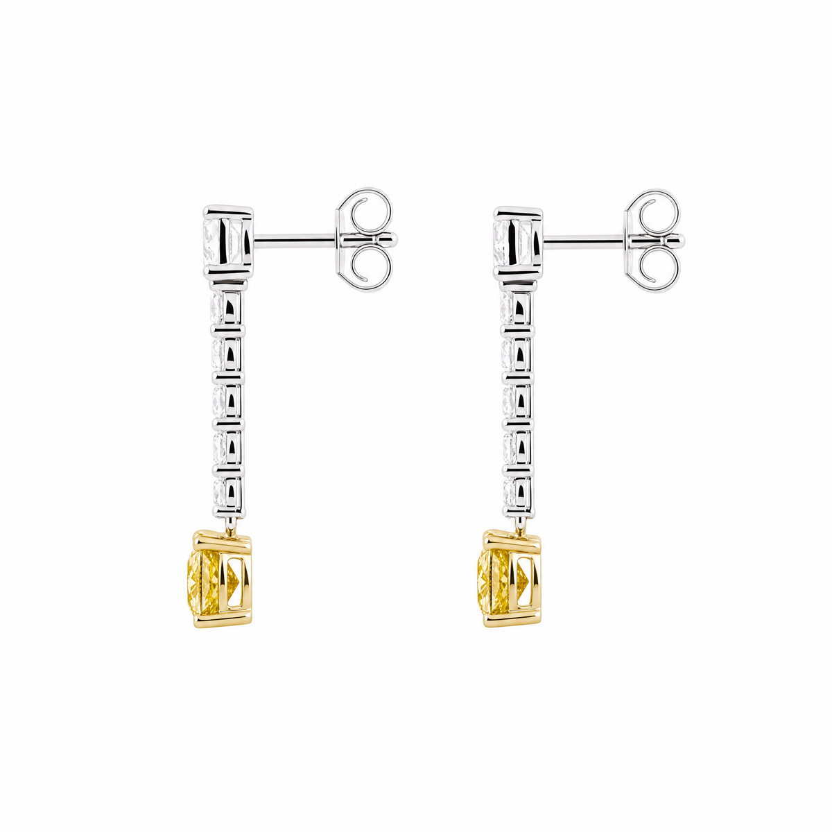 JANARY Graduated 9.40-Carat Fancy Yellow Diamond Drop Earrings in 18K White Gold