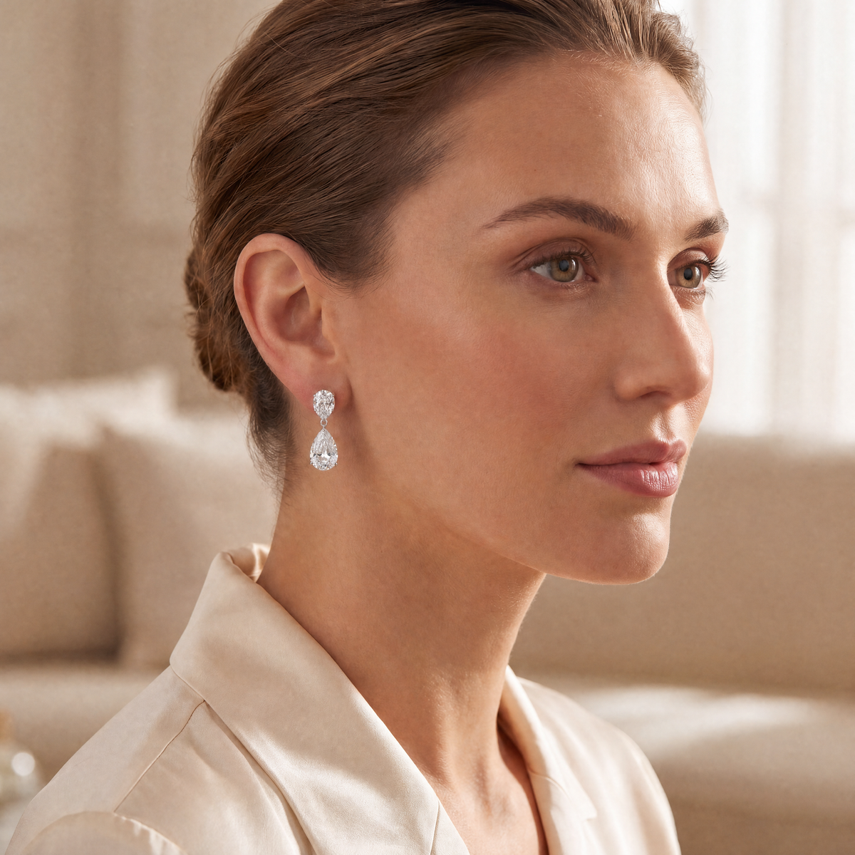 JANARY Pear 6-Carat Lab-Grown Diamond Drop Earrings in 18K White Gold