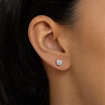 JANARY Round Brilliant 2 Carats Lab-Grown Diamond Stud Earrings in 18K White Gold