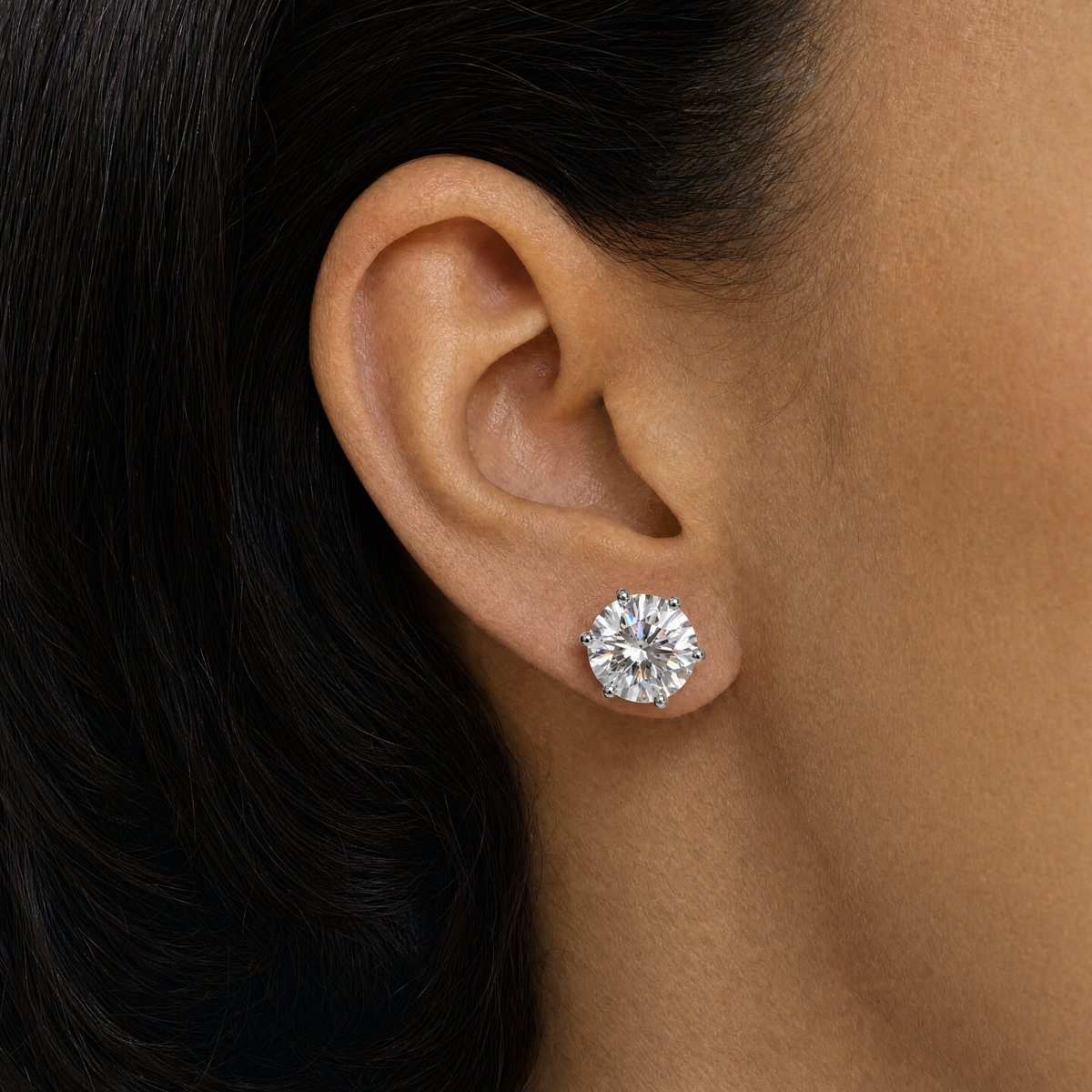 JANARY Round Brilliant 8.06-Carat Lab-Grown Diamond Stud Earrings in 18K White Gold