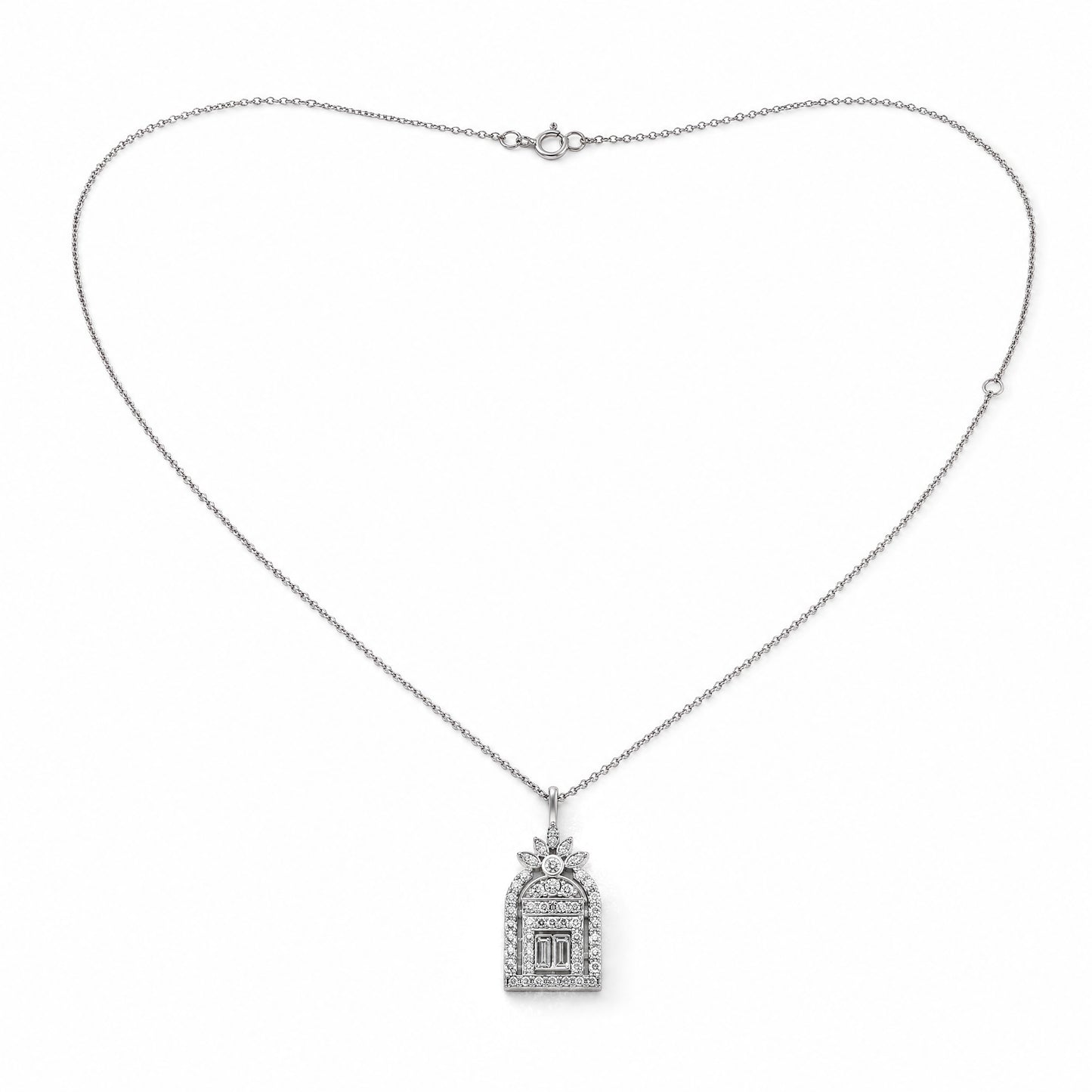 Lab-Grown Diamond Pendant Necklace in 18K White Gold