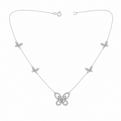 Diamond Butterfly Necklace in 18K White Gold