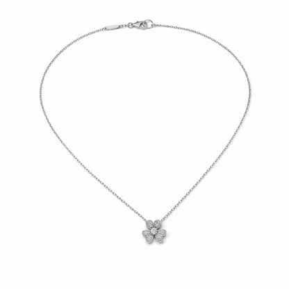 Lab-Grown Diamond Flower Pendant Necklace in 18K White Gold