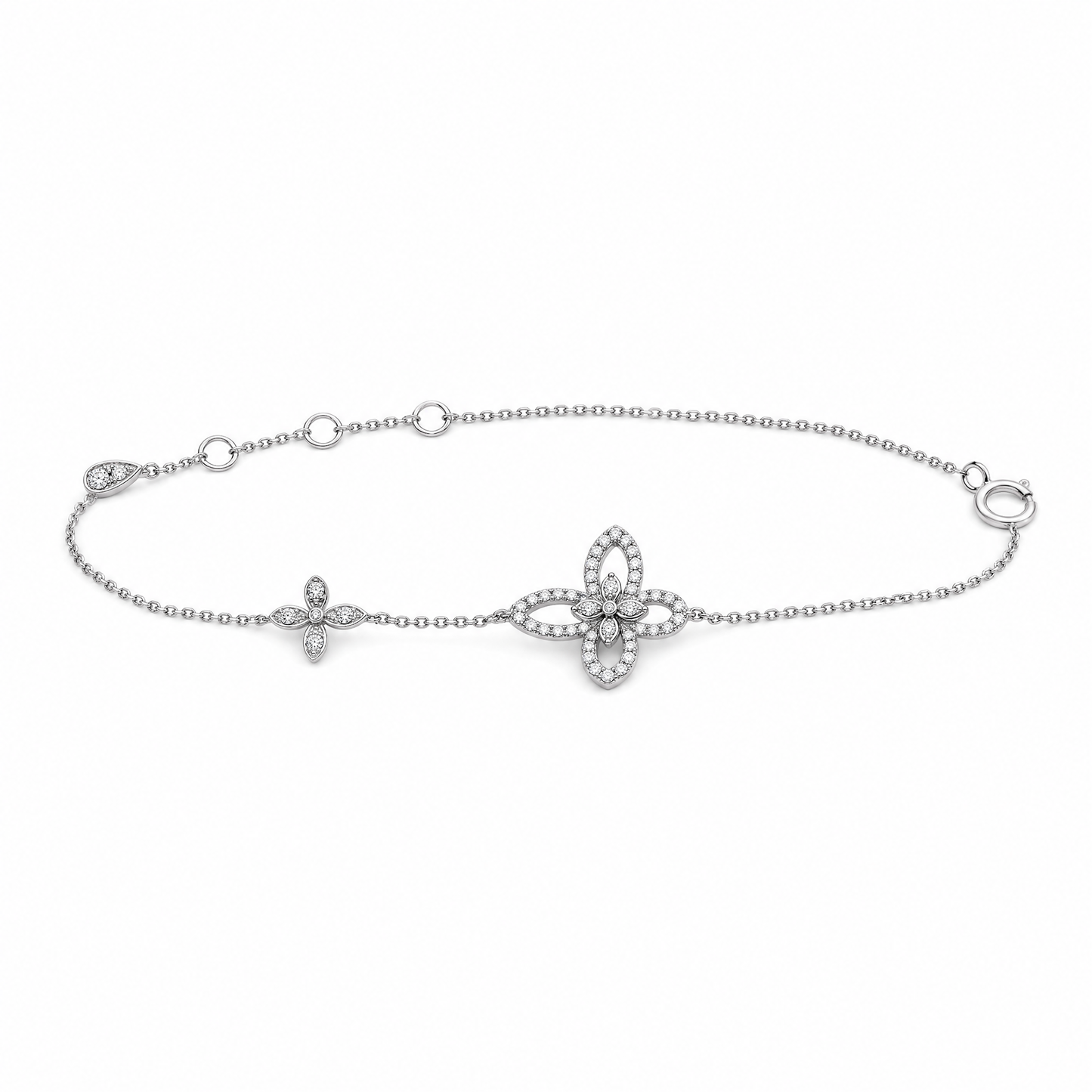 Lab-Grown Diamond Floral Bracelet in 18K White Gold
