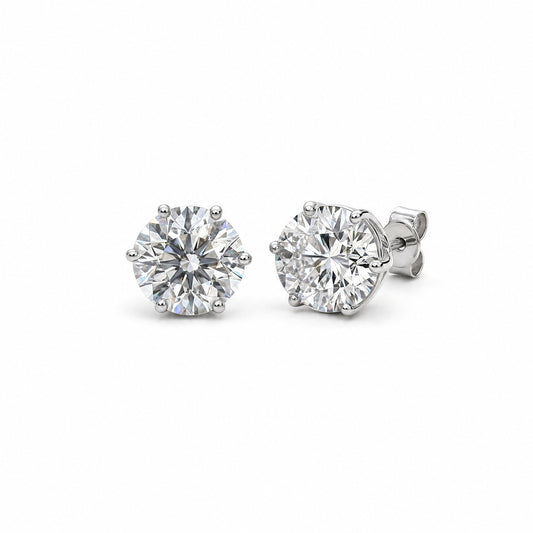 JANARY Round Brilliant 8.06-Carat Lab-Grown Diamond Stud Earrings in 18K White Gold