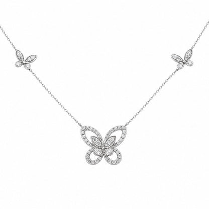 Diamond Butterfly Necklace in 18K White Gold