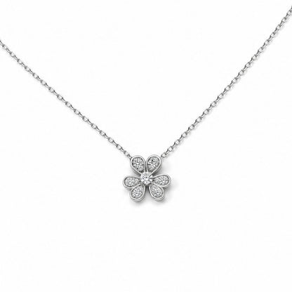 Lab-Grown Diamond Flower Pendant Necklace in 18K White Gold