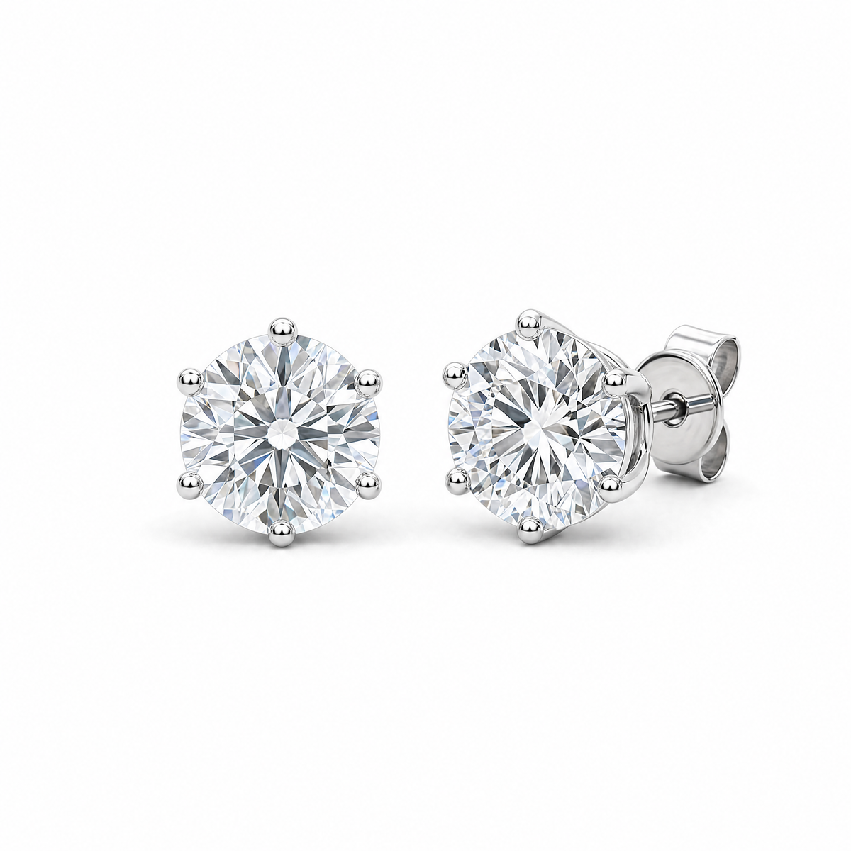 JANARY Round Brilliant 8.06-Carat Lab-Grown Diamond Stud Earrings in 18K White Gold