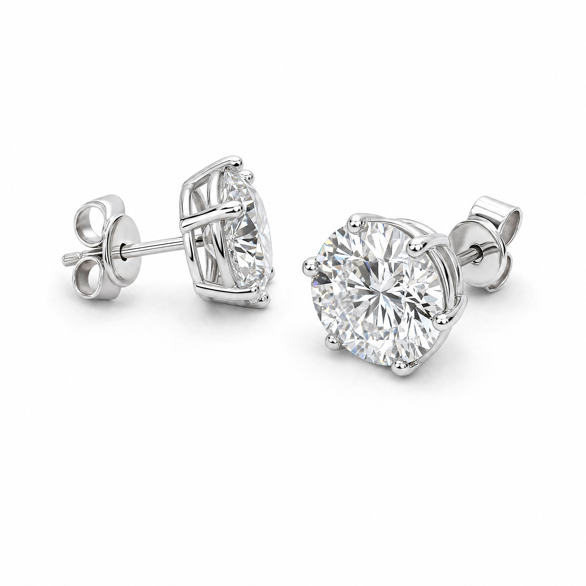 JANARY Round Brilliant 8.06-Carat Lab-Grown Diamond Stud Earrings in 18K White Gold