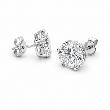 JANARY Round Brilliant 8.06-Carat Lab-Grown Diamond Stud Earrings in 18K White Gold