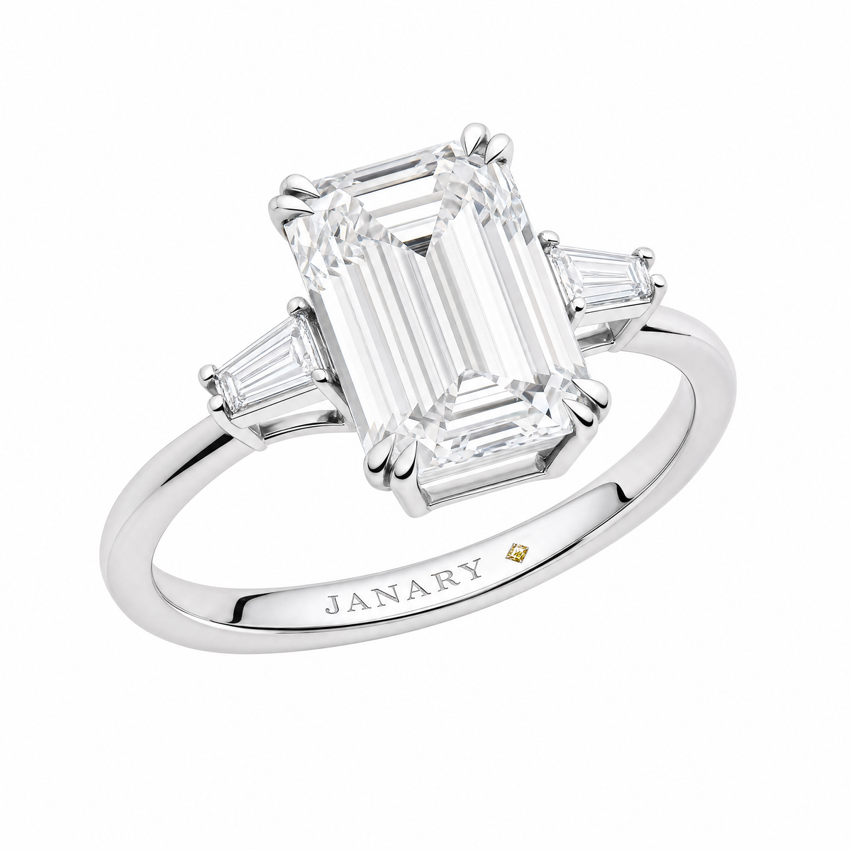 JANARY Emerald Cut 5.07-Carat Lab-Grown Diamond Ring in 18K White Gold