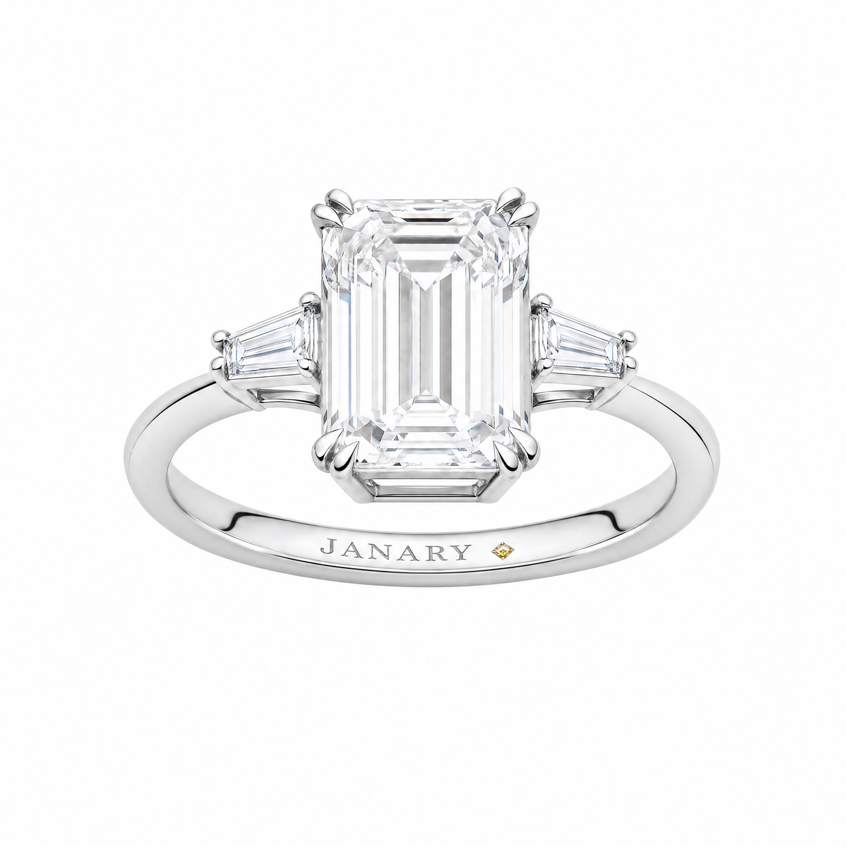 JANARY Emerald Cut 5.07-Carat Lab-Grown Diamond Ring in 18K White Gold