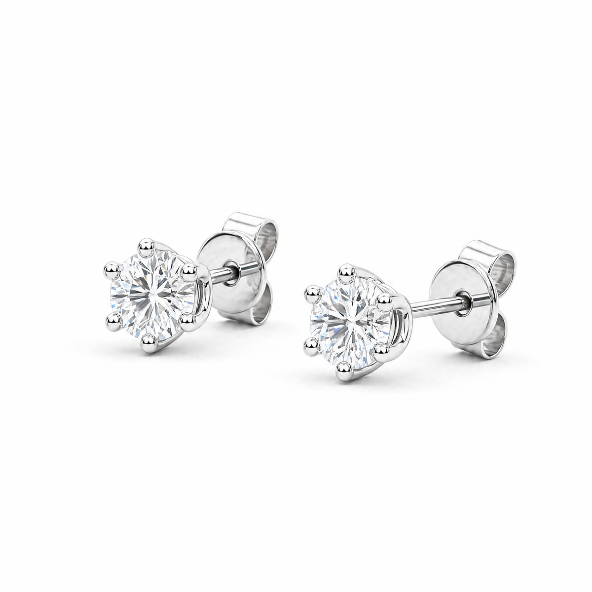 JANARY Round Brilliant 2 Carats Lab-Grown Diamond Stud Earrings in 18K White Gold