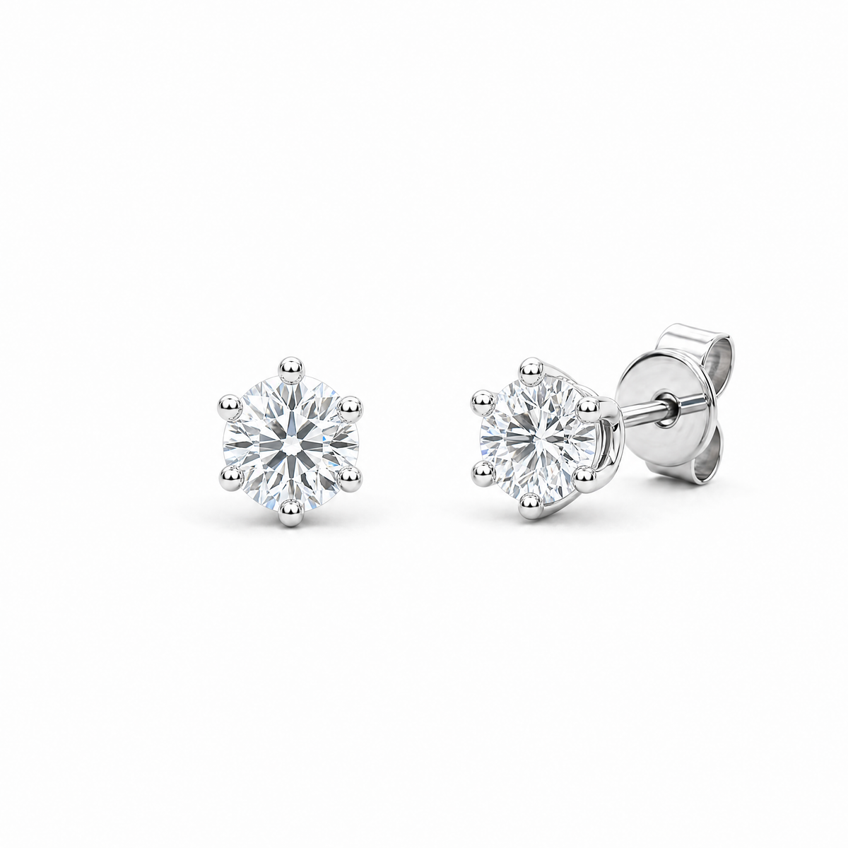 JANARY Round Brilliant 2 Carats Lab-Grown Diamond Stud Earrings in 18K White Gold