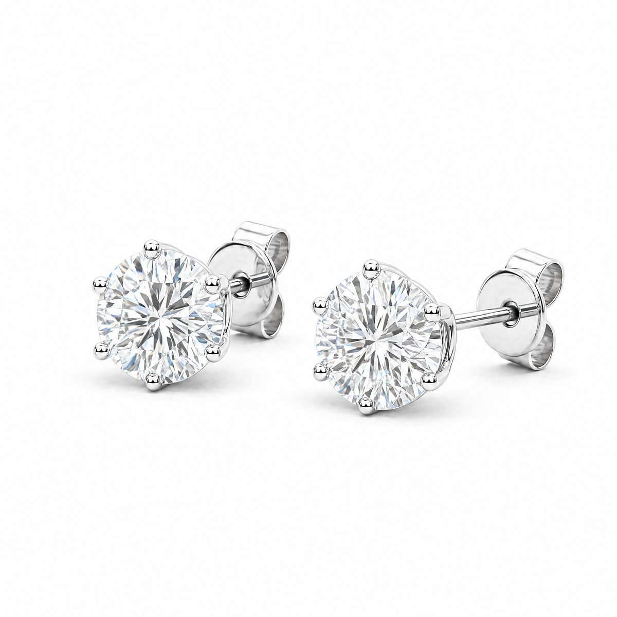 JANARY Round Brilliant 6.08-Carat Lab-Grown Diamond Stud Earrings in 18K White Gold