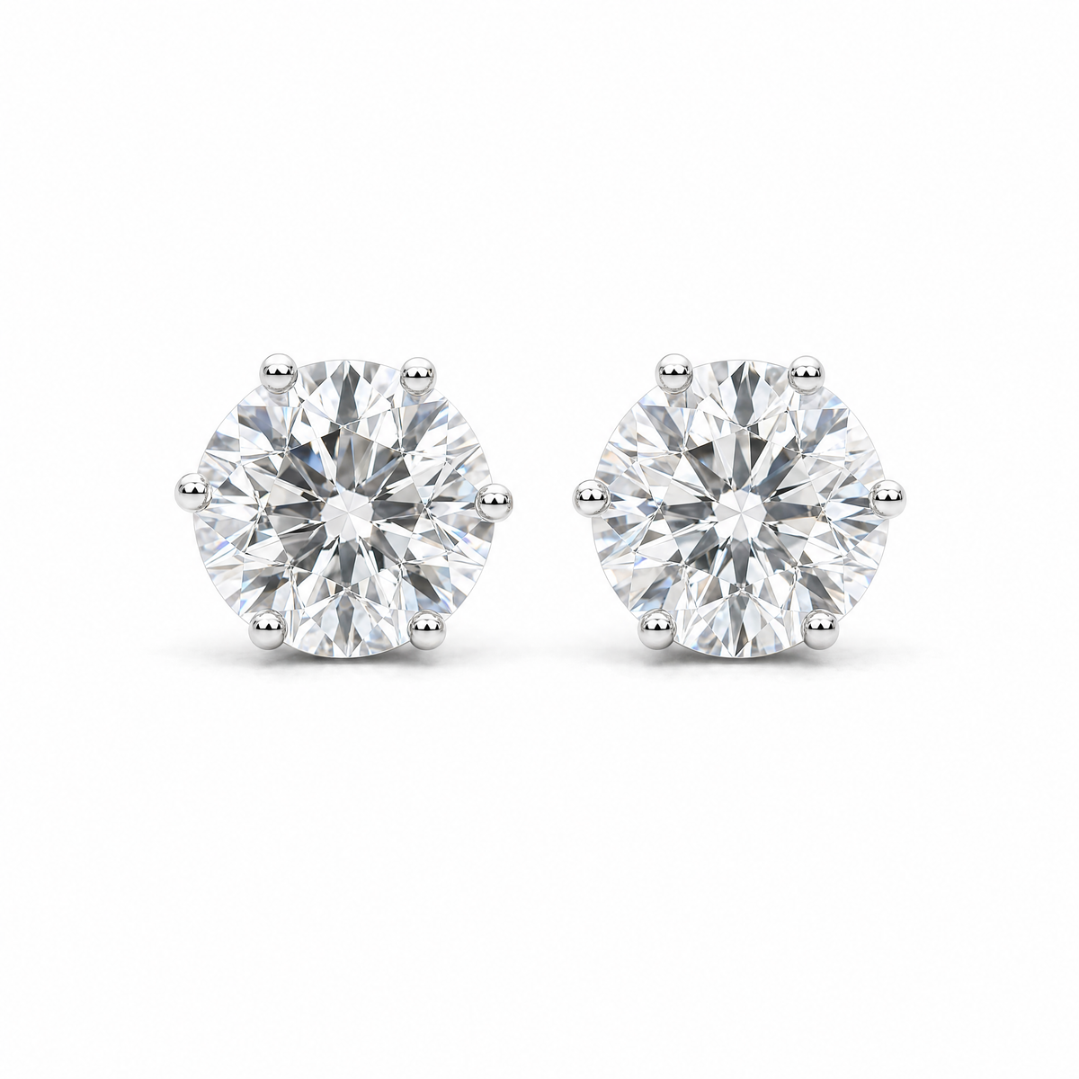 JANARY Round Brilliant 6.08-Carat Lab-Grown Diamond Stud Earrings in 18K White Gold