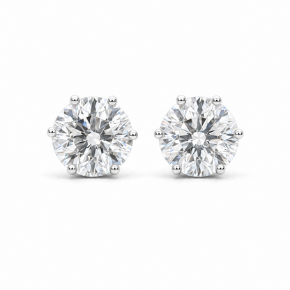 JANARY Round Brilliant 6.08-Carat Lab-Grown Diamond Stud Earrings in 18K White Gold