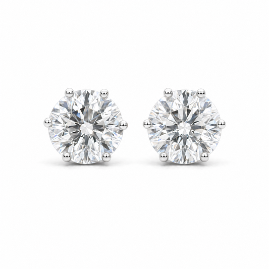 JANARY Round Brilliant 6.08-Carat Lab-Grown Diamond Stud Earrings in 18K White Gold
