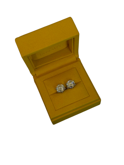 JANARY Round Brilliant 8.06-Carat Lab-Grown Diamond Stud Earrings in 18K White Gold