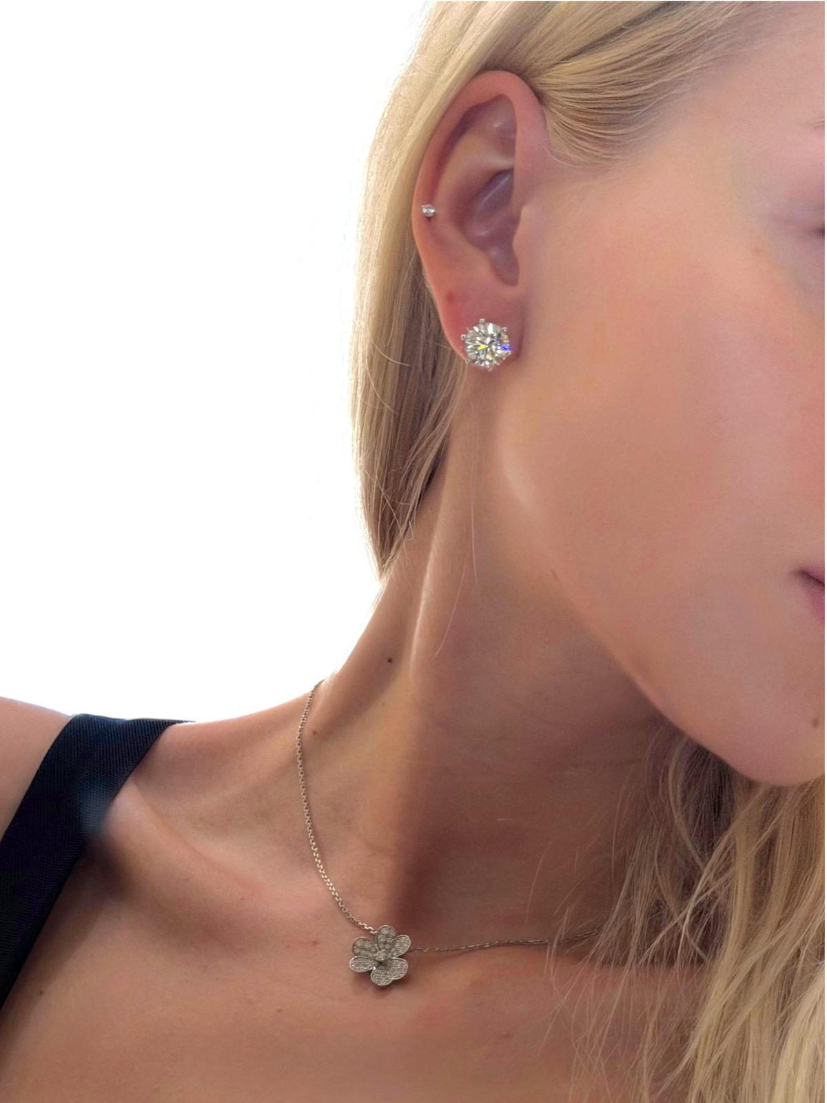 JANARY Round Brilliant 8.06-Carat Lab-Grown Diamond Stud Earrings in 18K White Gold