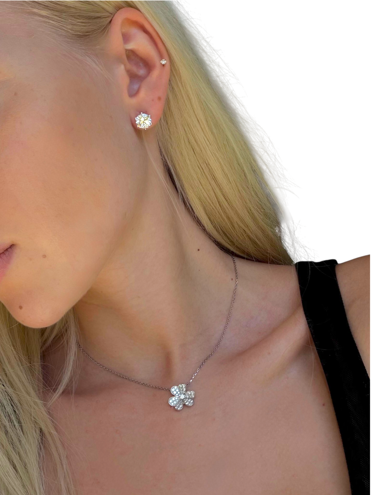JANARY Round Brilliant 4.02-Carat Lab-Grown Diamond Stud Earrings in 18K White Gold