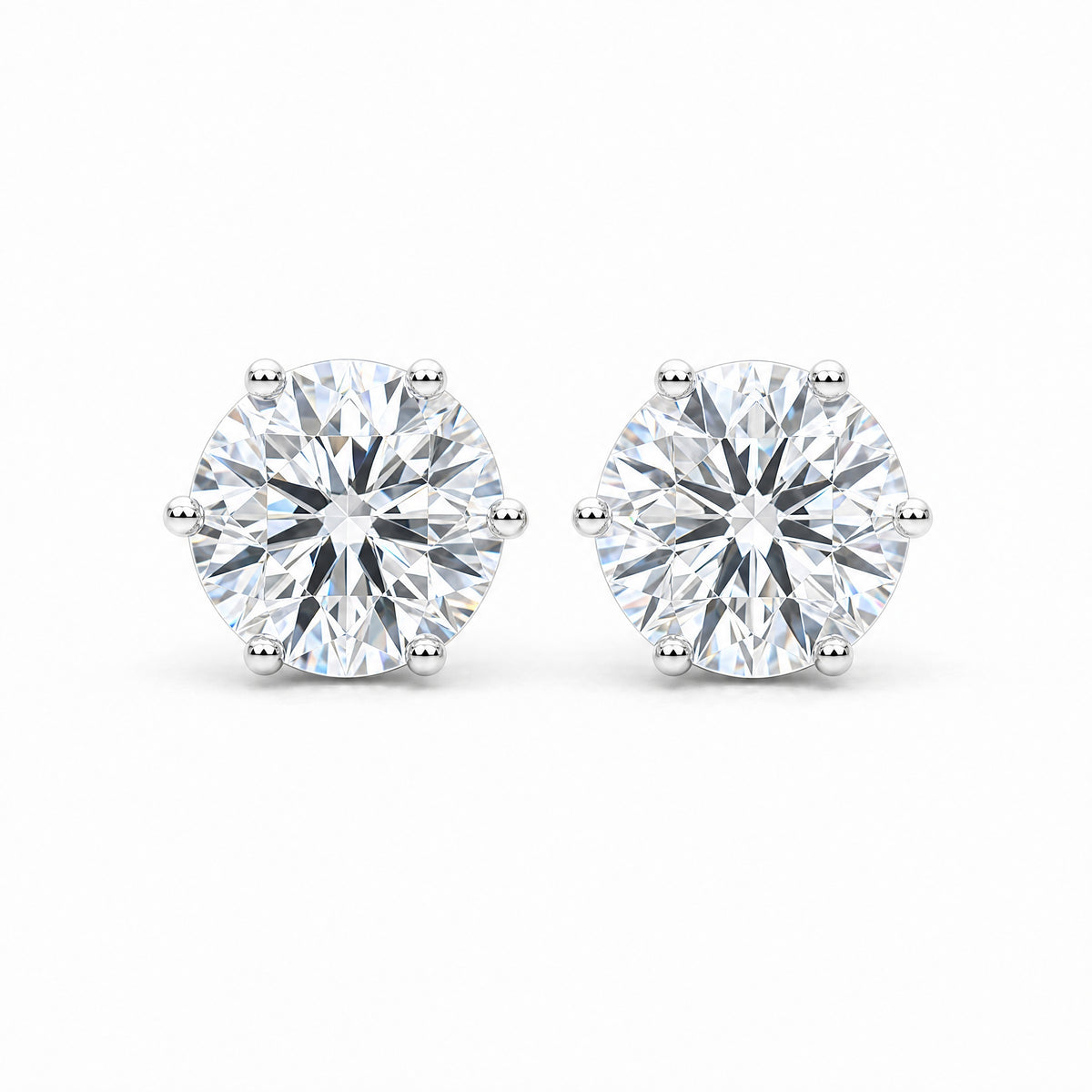 JANARY Round Brilliant 4.02-Carat Lab-Grown Diamond Stud Earrings in 18K White Gold
