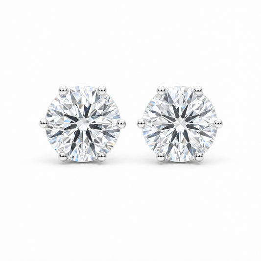 JANARY Round Brilliant 4.02-Carat Lab-Grown Diamond Stud Earrings in 18K White Gold