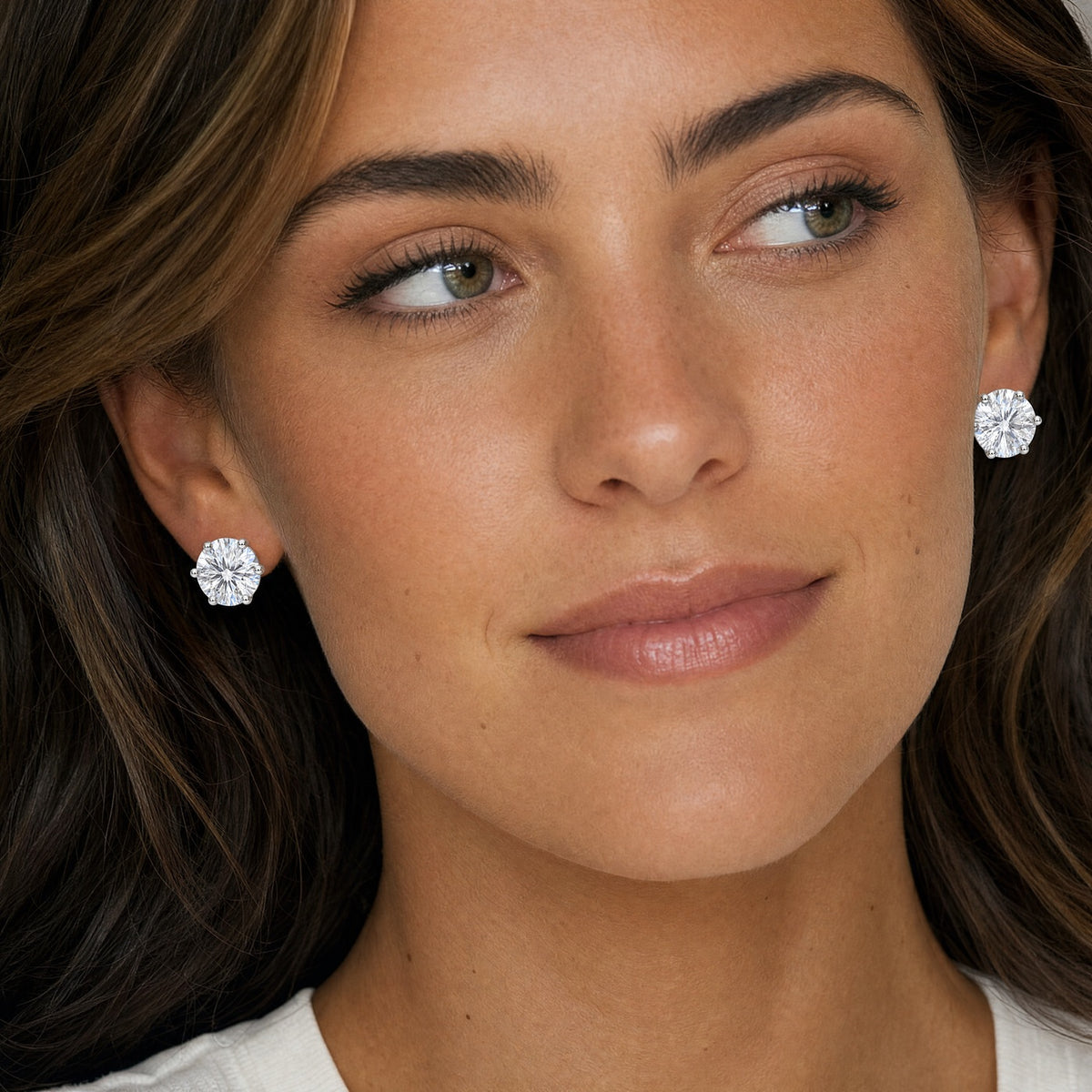 JANARY Round Brilliant 12.23-Carat Lab-Grown Diamond Stud Earrings in 18K White Gold