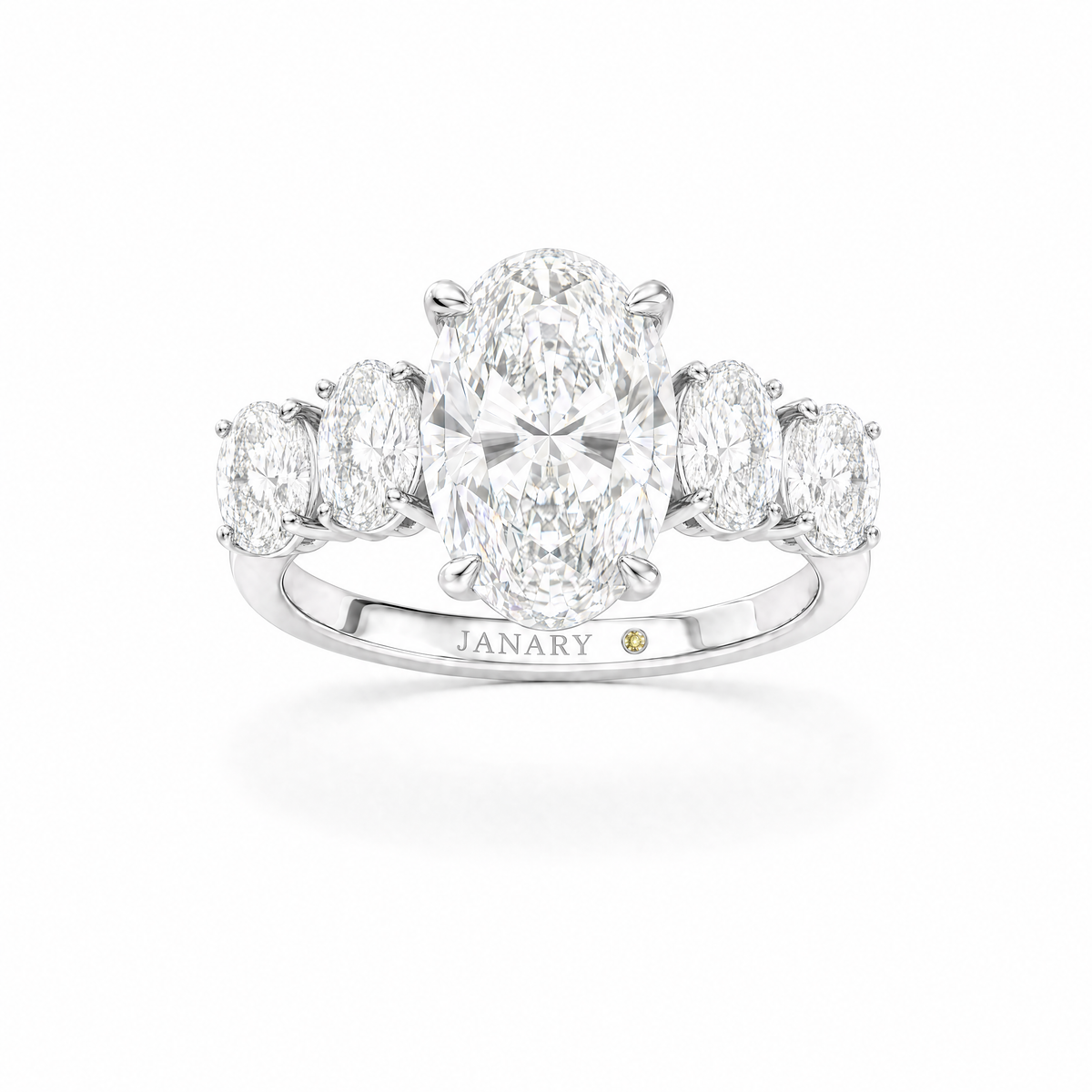 JANARY Oval Modified Brilliant 7.02-Carat Lab-Grown Diamond Ring in 18K White Gold